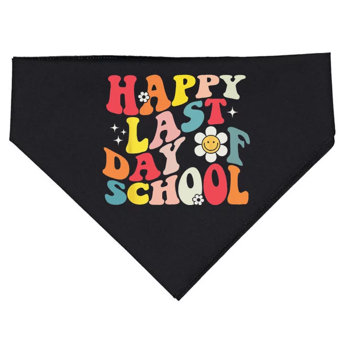 Groovy Happy Last Day of School Teacher Student Graduation USA-Made Doggie Bandana