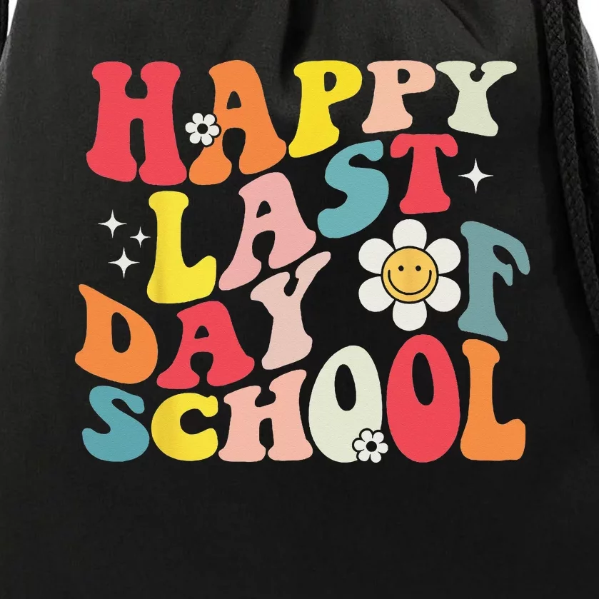 Groovy Happy Last Day of School Teacher Student Graduation Drawstring Bag