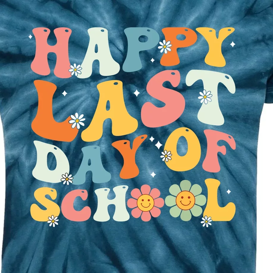 Groovy Happy Last Day Of School Teacher Student Graduation 7908 Kids Tie-Dye T-Shirt