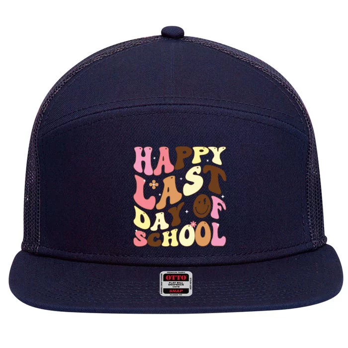 Groovy Happy Last Day Of School Teacher Student Graduation 7 Panel Mesh Trucker Snapback Hat