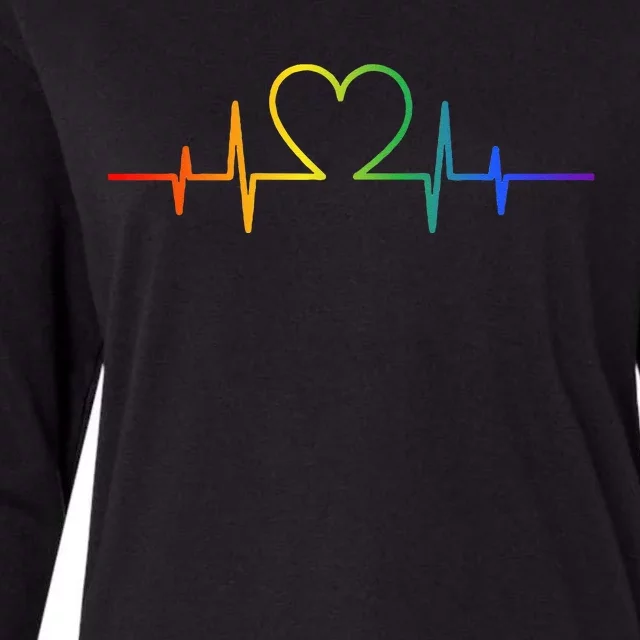 Gay Heartbeat LGBT Pride Rainbow Flag LGBTQ Cool Les Ally Womens Cotton Relaxed Long Sleeve T-Shirt