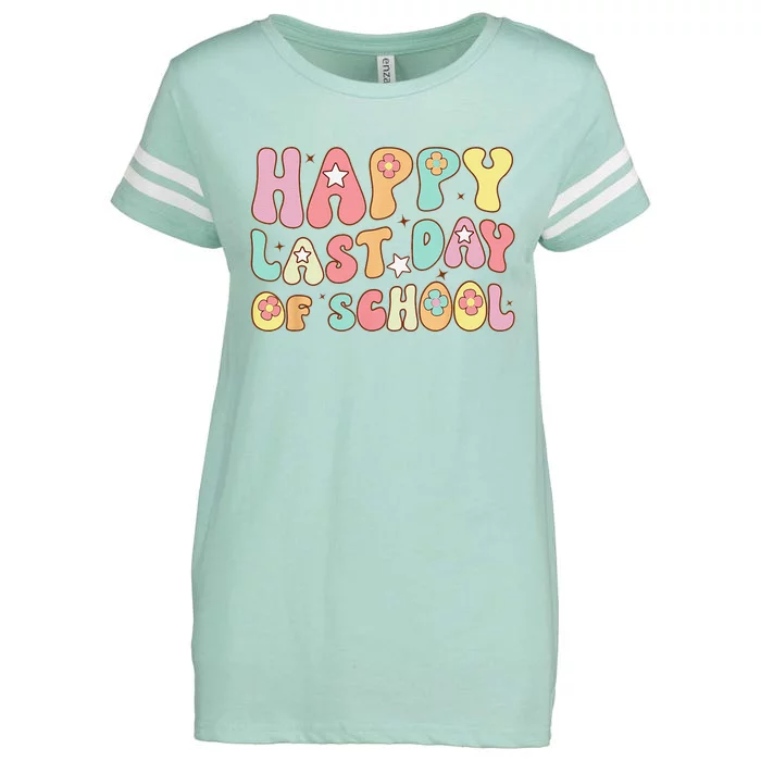 Groovy Happy Last Day of School Teacher Student Graduation Enza Ladies Jersey Football T-Shirt