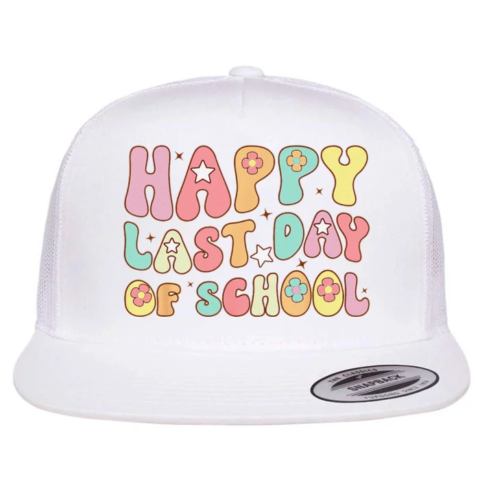 Groovy Happy Last Day of School Teacher Student Graduation Flat Bill Trucker Hat