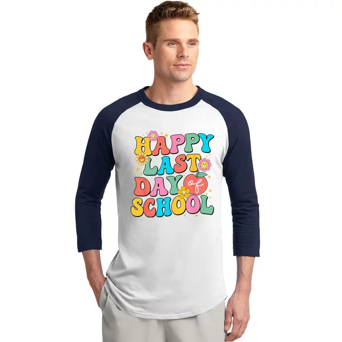 Groovy Happy Last Day of School Teachers Baseball Sleeve Shirt