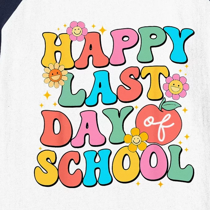 Groovy Happy Last Day of School Teachers Baseball Sleeve Shirt