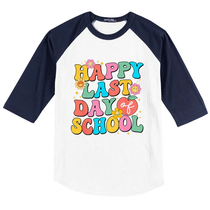 Groovy Happy Last Day of School Teachers Baseball Sleeve Shirt