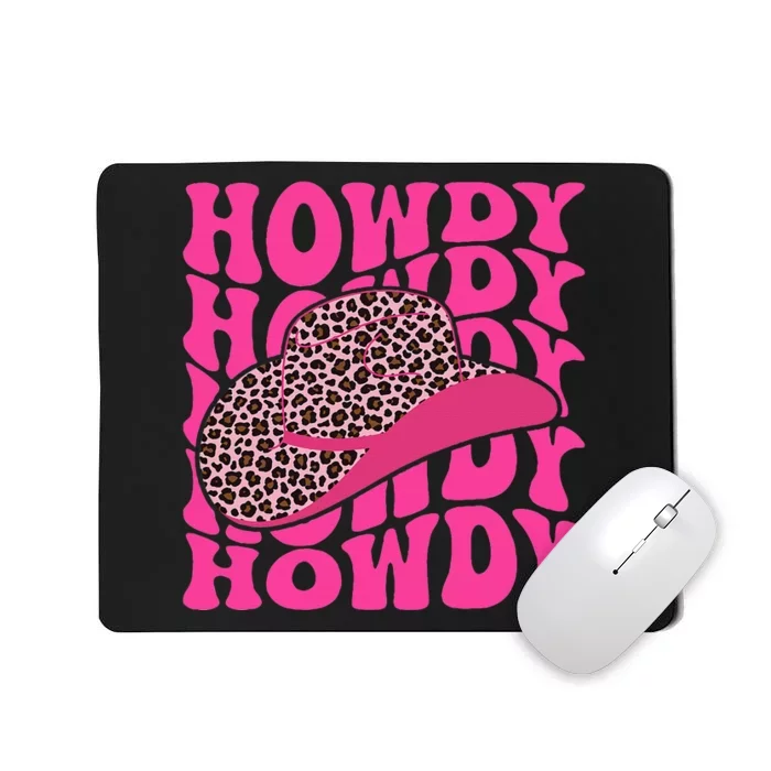 Groovy Howdy Leopard Hat Western Country Cute Cowgirl Mousepad