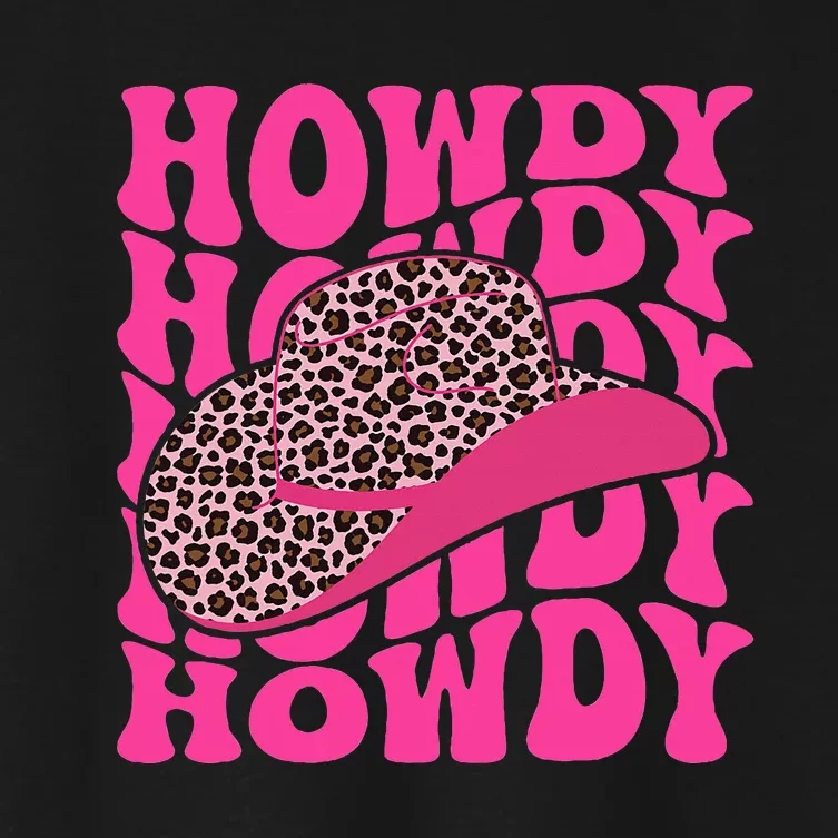 Groovy Howdy Leopard Hat Western Country Cute Cowgirl Women's Crop Top Tee