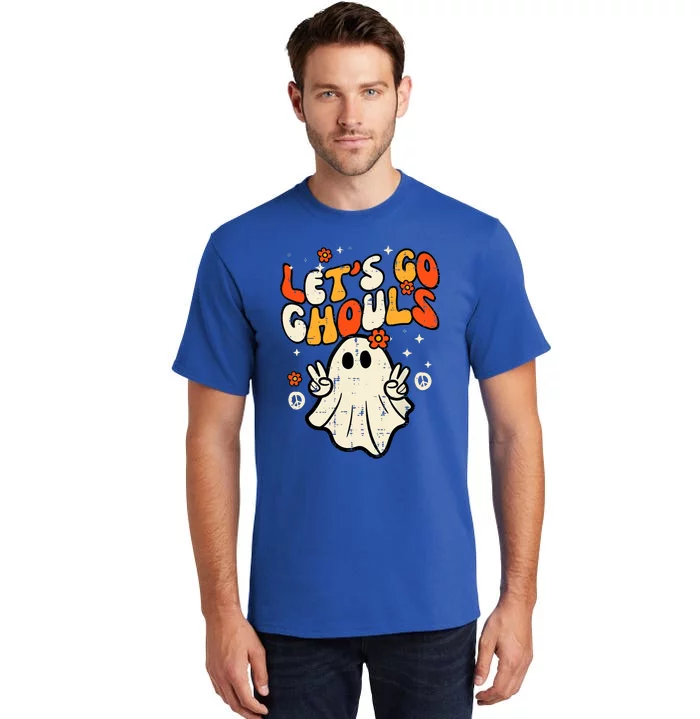 Ghost Halloween Lets Go Ghouls Retro Costume Tall T-Shirt