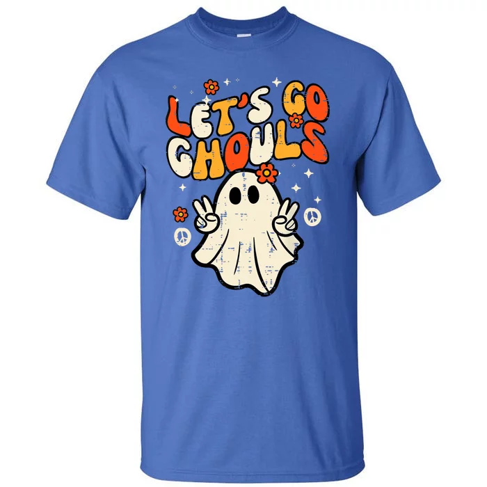 Ghost Halloween Lets Go Ghouls Retro Costume Tall T-Shirt