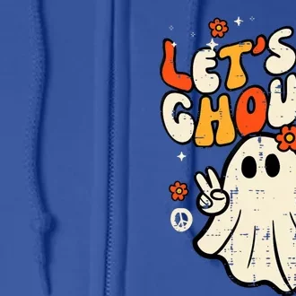 Ghost Halloween Lets Go Ghouls Retro Costume Full Zip Hoodie