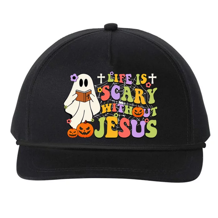 Groovy Halloween Life Is Scary Without Jesus Christian Lover Snapback Five-Panel Rope Hat