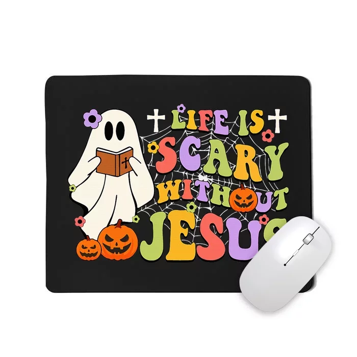 Groovy Halloween Life Is Scary Without Jesus Christian Lover Mousepad