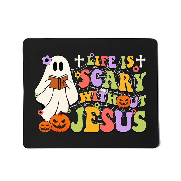 Groovy Halloween Life Is Scary Without Jesus Christian Lover Mousepad