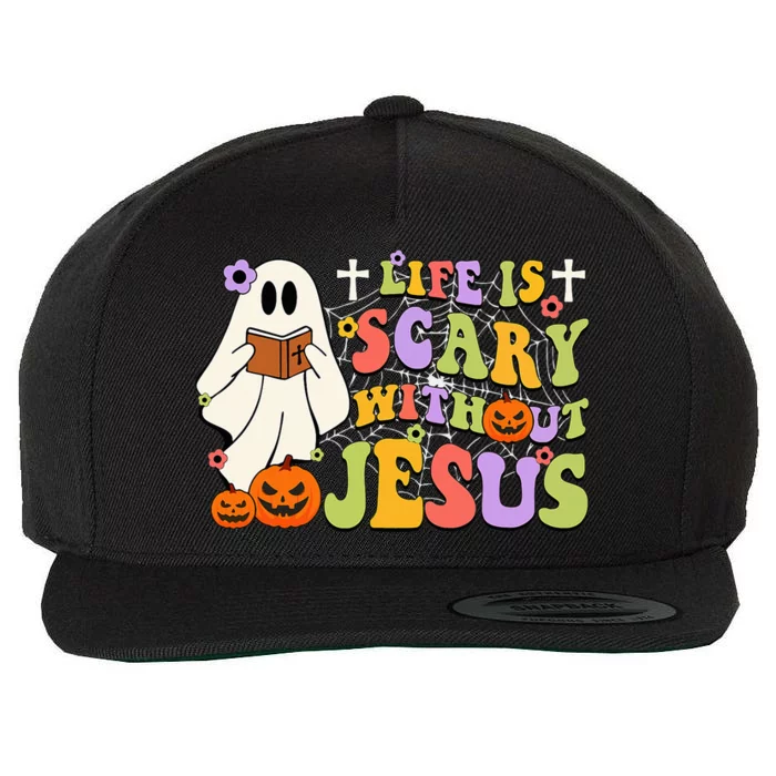 Groovy Halloween Life Is Scary Without Jesus Christian Lover Wool Snapback Cap