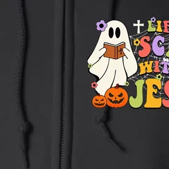 Groovy Halloween Life Is Scary Without Jesus Christian Lover Full Zip Hoodie