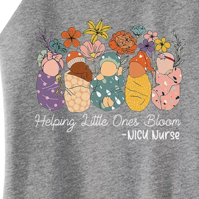 Groovy Helping Little Ones Bloom Babies Flower Nicu Nurse Women’s Perfect Tri Rocker Tank