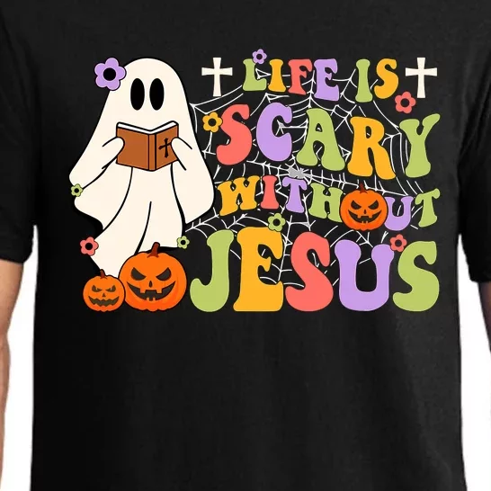 Groovy Halloween Life Is Scary Without Jesus Christian Lover Pajama Set