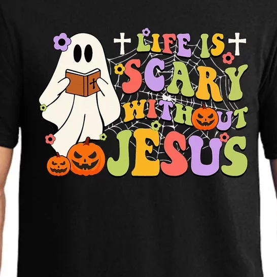 Groovy Halloween Life Is Scary Without Jesus Christian Lover Pajama Set