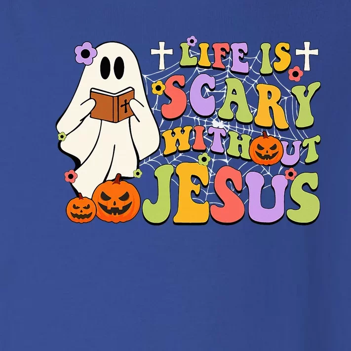 Groovy Halloween Life Is Scary Without Jesus Christian Lover Toddler Long Sleeve Shirt