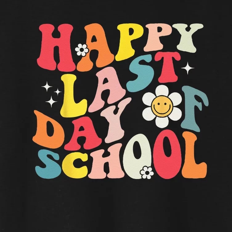 Groovy Happy Last Day Of School Teacher Student Graduation Women's Crop Top Tee