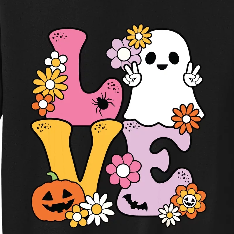 Groovy Halloween Love Costume Ghost Pumpkin Tall Sweatshirt