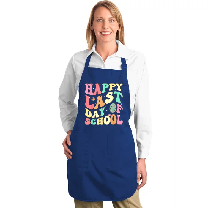 Groovy Happy Last Day Of School Teacher Student Graduation Full-Length Apron With Pocket