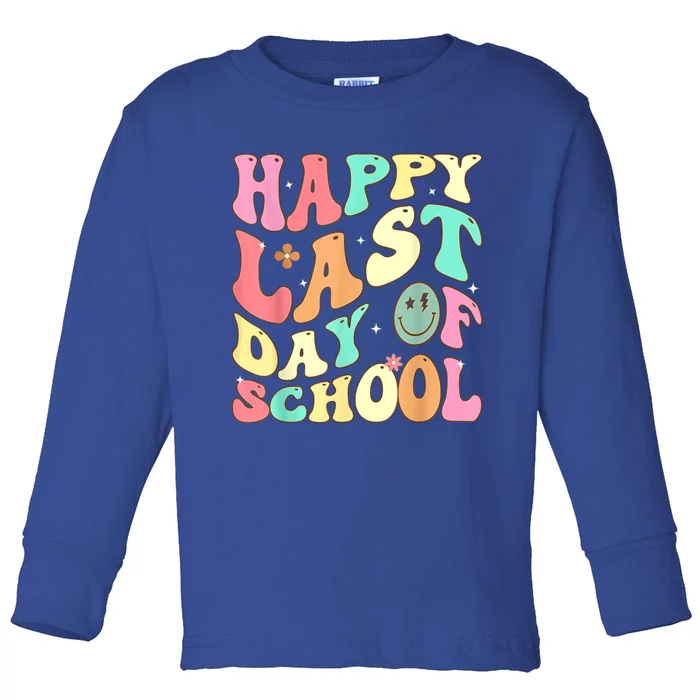 Groovy Happy Last Day Of School Teacher Student Graduation Toddler Long Sleeve Shirt