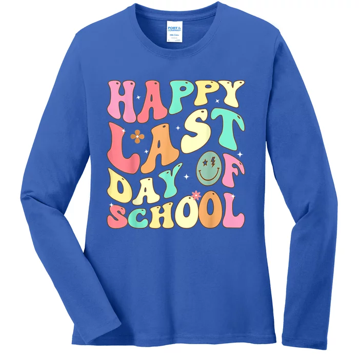 Groovy Happy Last Day Of School Teacher Student Graduation Ladies Long Sleeve Shirt