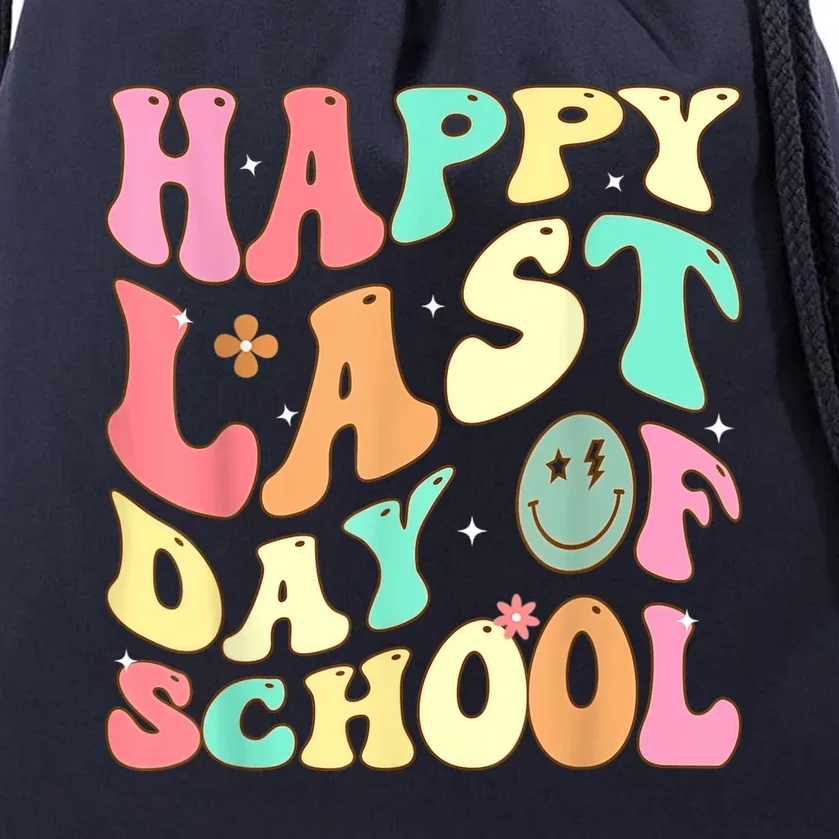 Groovy Happy Last Day Of School Teacher Student Graduation Drawstring Bag