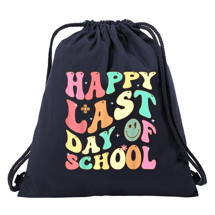 Groovy Happy Last Day Of School Teacher Student Graduation Drawstring Bag