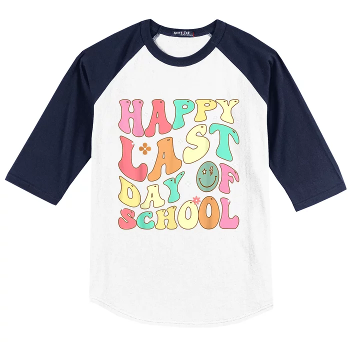 Groovy Happy Last Day Of School Teacher Student Graduation Baseball Sleeve Shirt