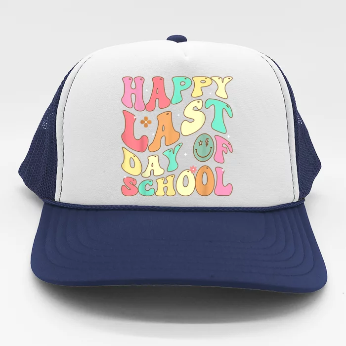 Groovy Happy Last Day Of School Teacher Student Graduation Trucker Hat