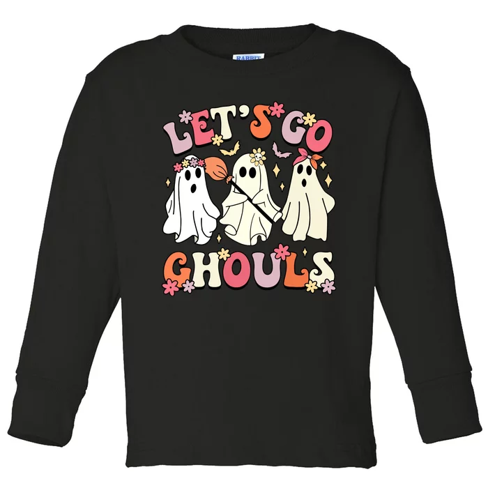 Groovy Halloween Lets Go Ghouls Ghost Outfit For Women Girl Gift Toddler Long Sleeve Shirt