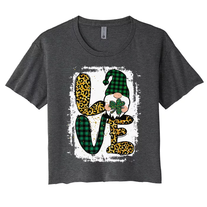 Green Heart Love Shamrock Irish Leprechaun St Patricks Day Women's Crop Top Tee