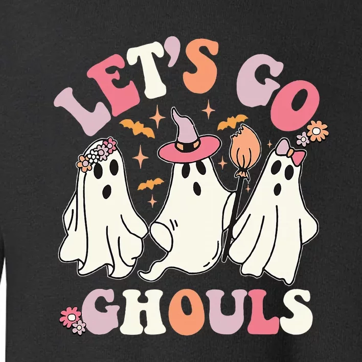 Groovy Halloween Let's Go Ghouls Retro Floral Ghost Costume Toddler Sweatshirt