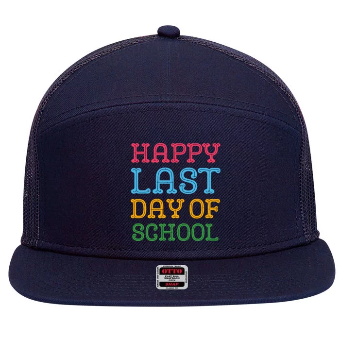 Groovy Happy Last Day Of School Teacher Student Graduation 7 Panel Mesh Trucker Snapback Hat