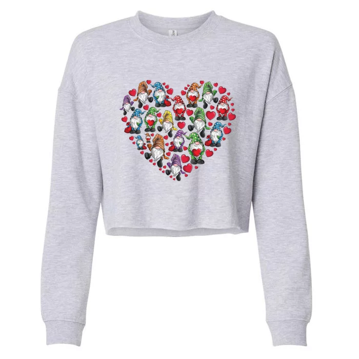 Gnomes Heart Love Gnome Lover Gift Gift Cropped Pullover Crew