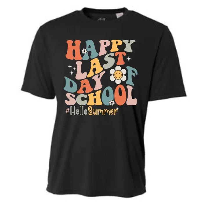 Groovy Happy Last Day Of School Teacher Student Hello Summer Cooling Performance Crew T-Shirt