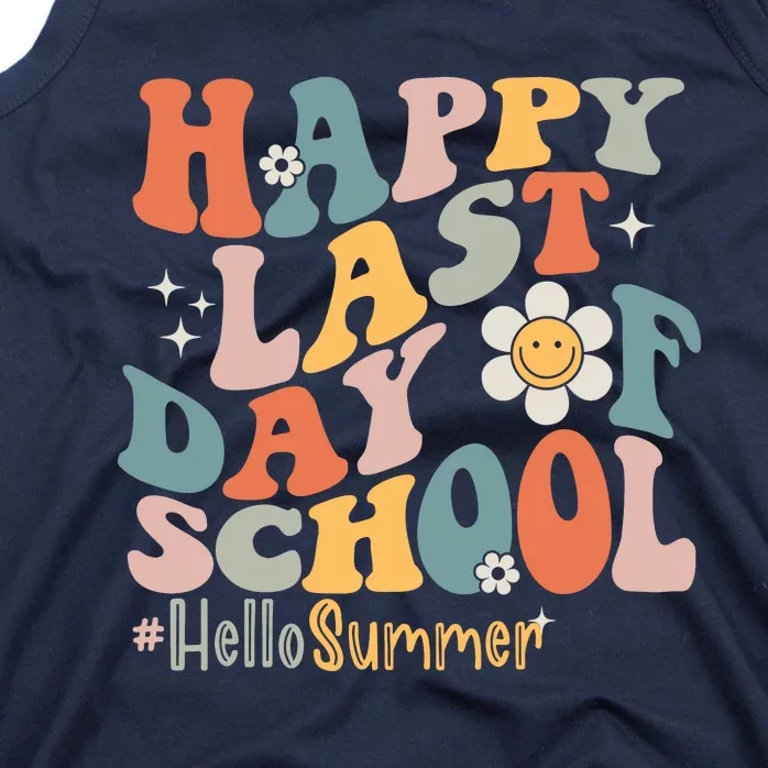 Groovy Happy Last Day Of School Teacher Student Hello Summer Tank Top