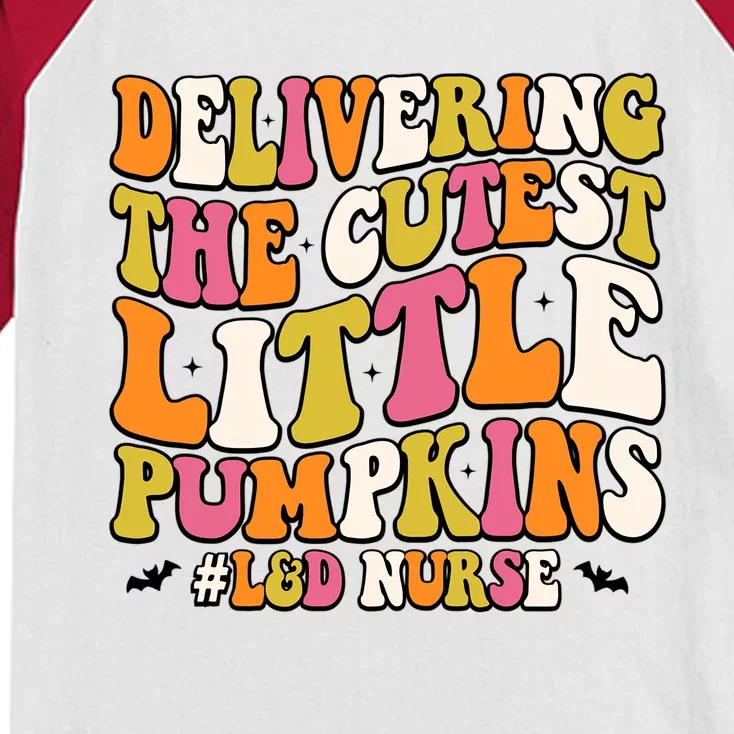 Groovy Halloween Labor And Delivery Nurse L And D Nurse Gift Kids Colorblock Raglan Jersey