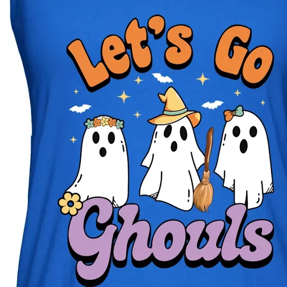 Ghost Halloween Lets Go Ghouls Spooky Season Great Gift Ladies Essential Flowy Tank