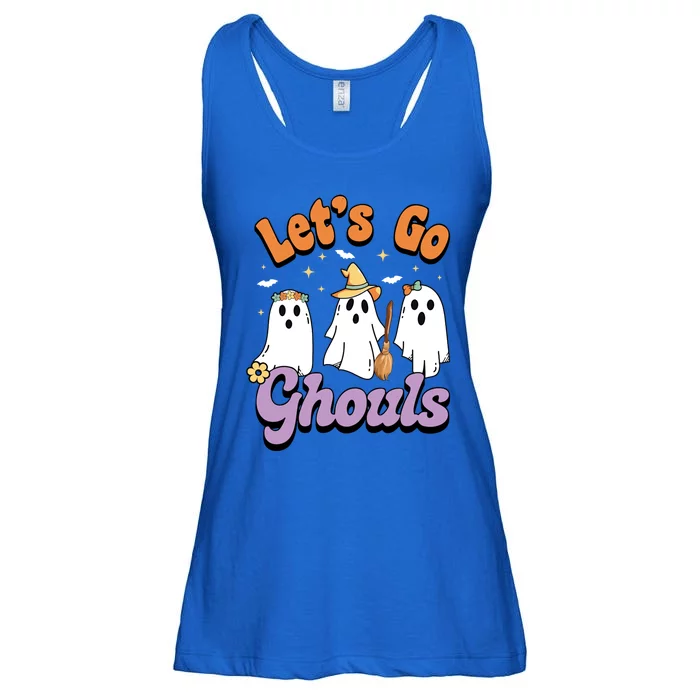 Ghost Halloween Lets Go Ghouls Spooky Season Great Gift Ladies Essential Flowy Tank