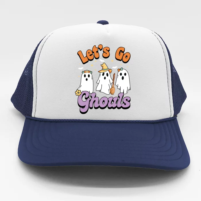 Ghost Halloween Lets Go Ghouls Spooky Season Great Gift Trucker Hat