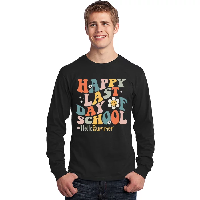 Groovy Happy Last Day of School Teacher Student Hello Summer Long Sleeve Shirt