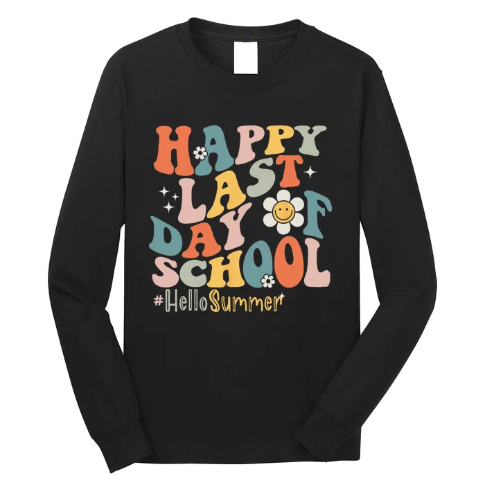 Groovy Happy Last Day of School Teacher Student Hello Summer Long Sleeve Shirt