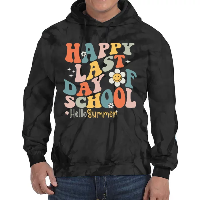 Groovy Happy Last Day of School Teacher Student Hello Summer Tie Dye Hoodie