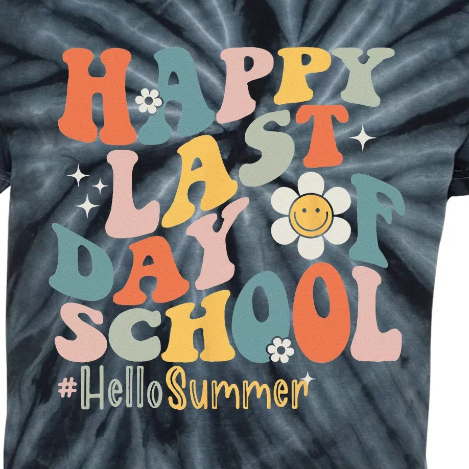 Groovy Happy Last Day of School Teacher Student Hello Summer Kids Tie-Dye T-Shirt