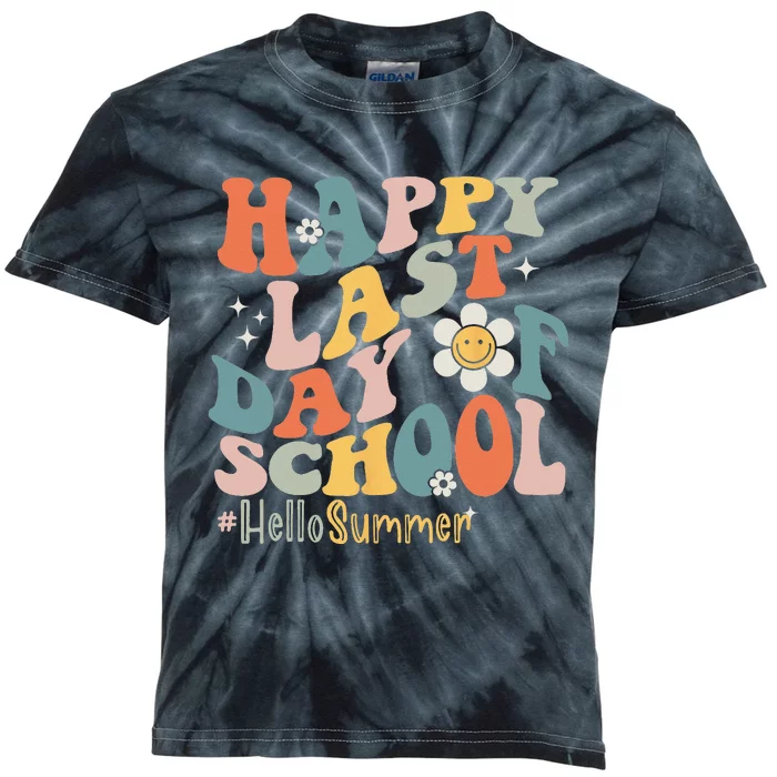 Groovy Happy Last Day of School Teacher Student Hello Summer Kids Tie-Dye T-Shirt