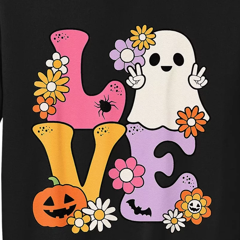 Groovy Halloween Love Costume Ghost Pumpkin Sweatshirt